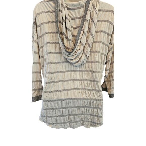 Tiny Anthropologie Cirrus Hoodie Jacket neutral Tan Metallic S shaket crinkle - Picture 2 of 8